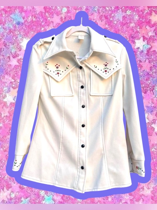 Wrangler Jackets & Blazers - Vintage 1970s western dagger collar studded Shacket shirt jacket 70s disco